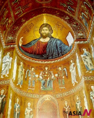 이탈리아 시칠리아 몬레알레 대성당의 그리스도. 12세기 작.