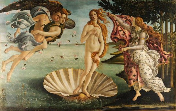 보티첼리(Sandro Botticelli), 비너스의 탄생(The Birth of Venus), 1486. 피렌체 우피치 미술관(Uffizi, Florence)