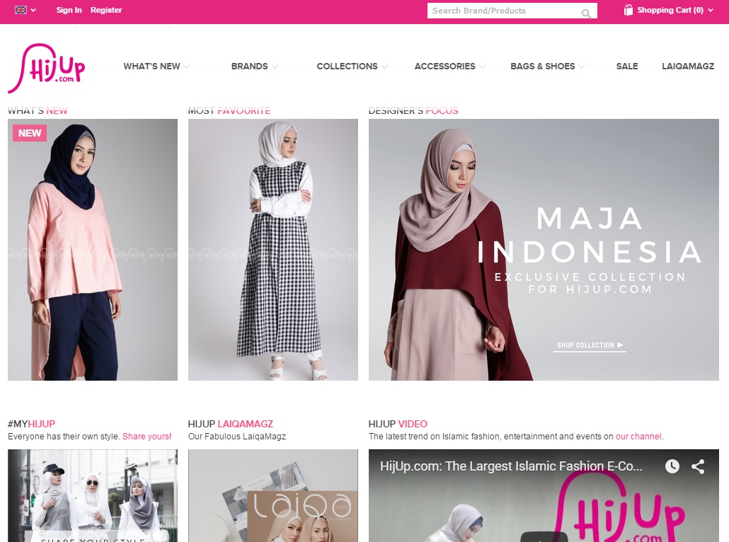 무슬림 여성 패션의류 온라이쇼핑몰 '히즈업'(Hijup) 홈페이지